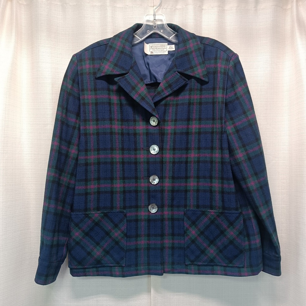 Vtg 70s Pendleton 49er Jacket Women 16 100% Wool Multicolor Plaid Shacket Chore